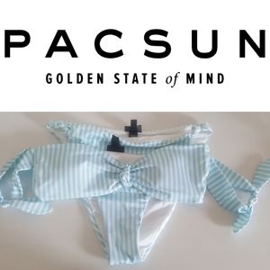 NWOT Pacsun L.A. Hearts Off the Shoulder Striped Bikini Set